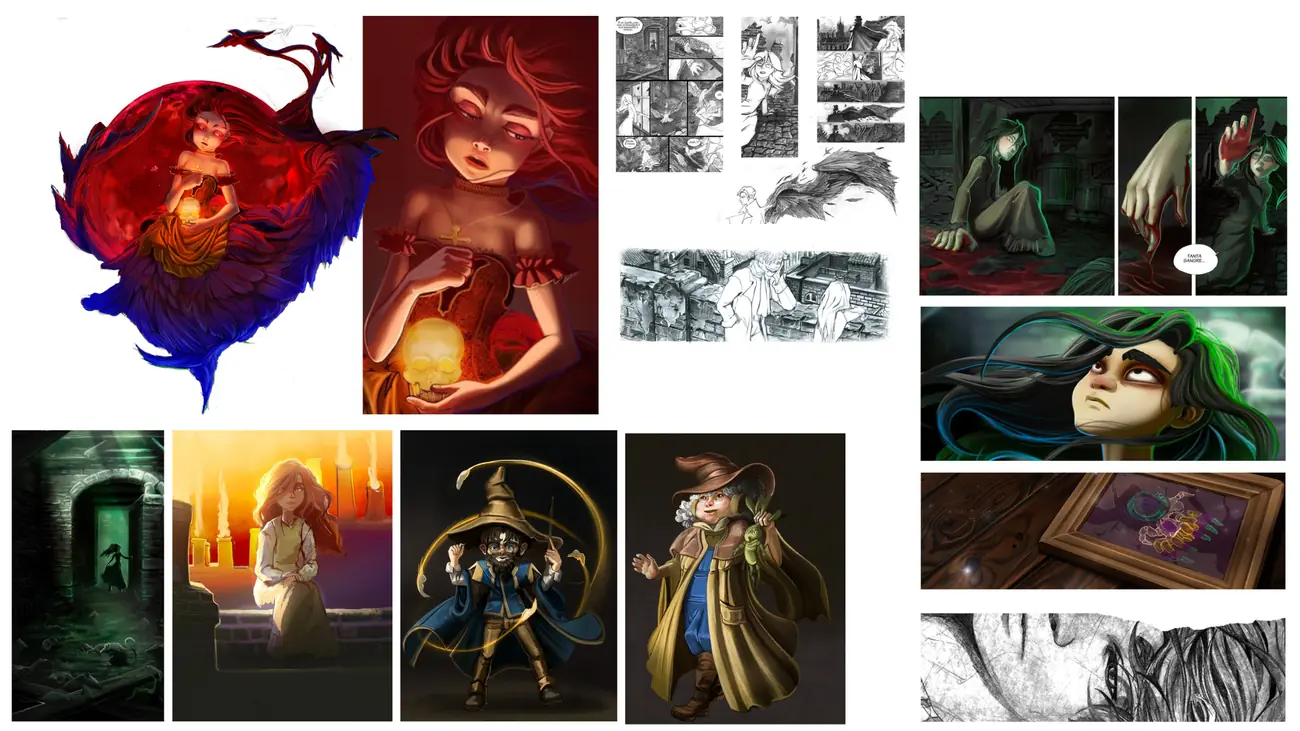 Ilustraciones y viñetas de tono oscuro
