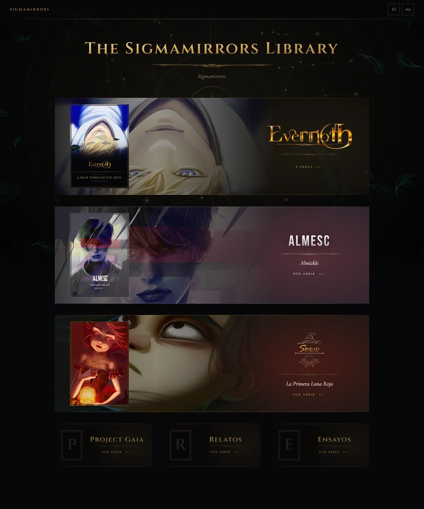 Portada de la biblioteca con Evernoth, ALMESC y Sinead