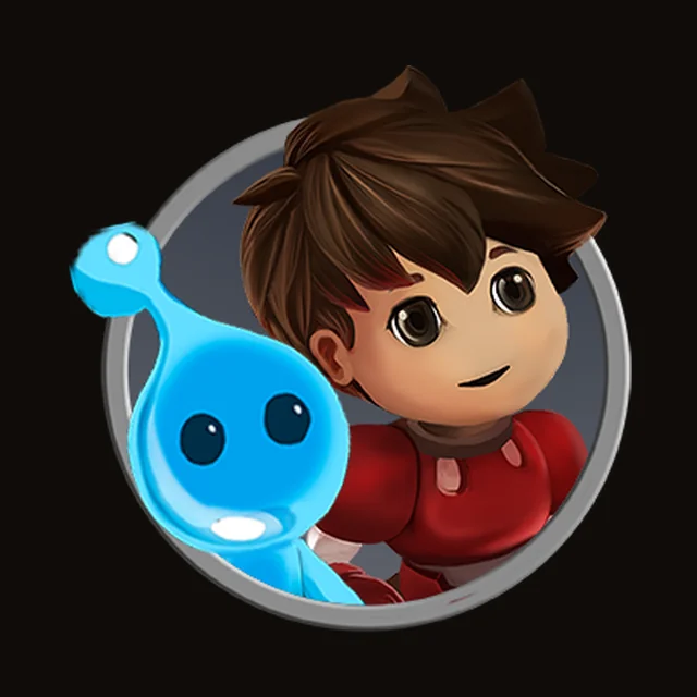 Icono de la app: el protagonista y su compañero de agua en un círculo