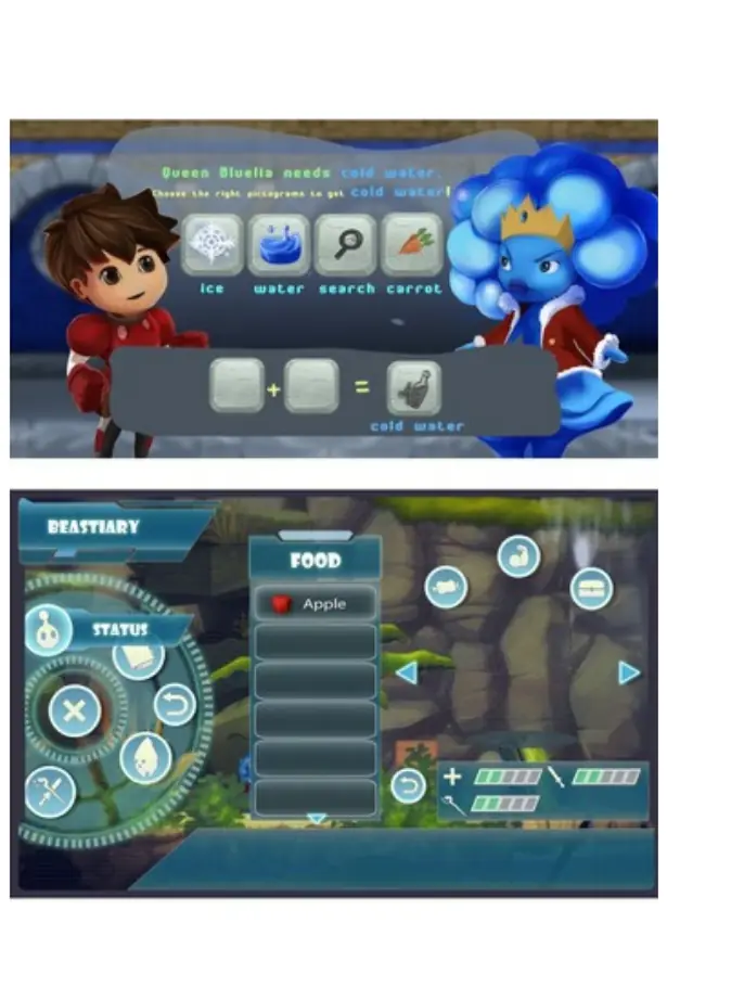 Interfaz de Picto Planet: puzle de pictogramas y bestiario